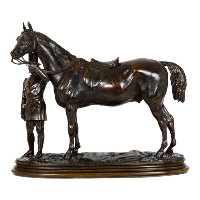 French Antique Bronze Sculpture Race Horse “Walter Scott” by Alfred Barye For Sale