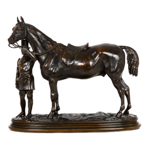 French Antique Bronze Sculpture Race Horse “Walter Scott” by Alfred Barye