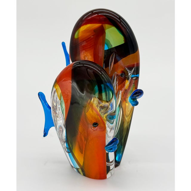 Mid-Century Modern Large Blown Glass Tropical Fish Sculpture Murano Labeled, 1960s For Sale - Image 3 of 8