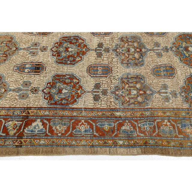 1900 - 1909 Unique Antique Serab Rug With Geometric All-Over Medallion Motif For Sale - Image 5 of 13