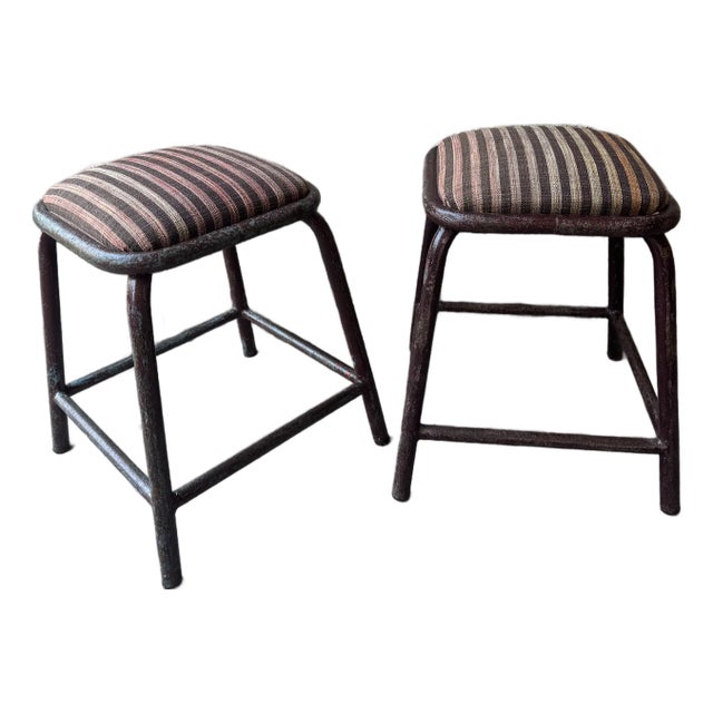 Mid 20th Century Pair of Industrial Stools From Portugal For Sale