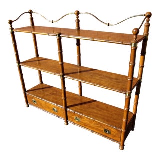 Hollywood Regency Faux Bamboo Bookshelf Etagere For Sale