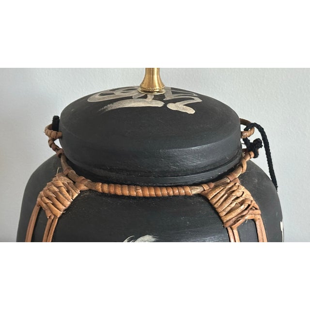Wood Vintage Thai Rice Basket Lamp With Shade For Sale - Image 7 of 10