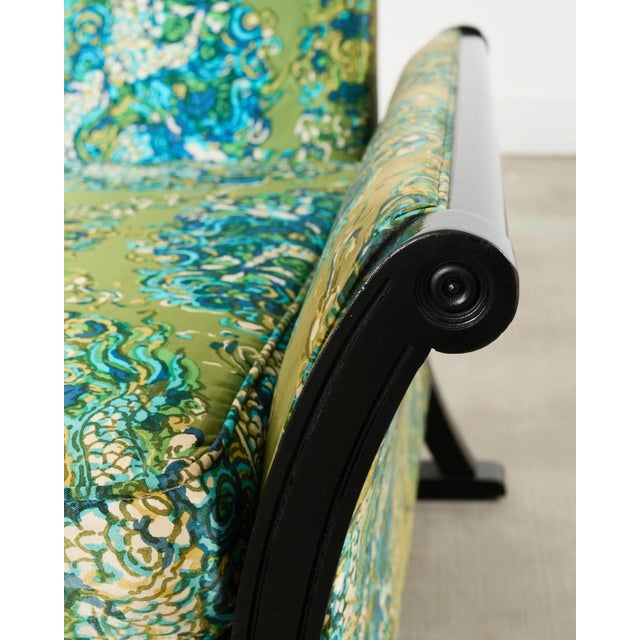 Wood Midcentury James Mont Style Lacquered Gondola Dragon Sofa For Sale - Image 7 of 17