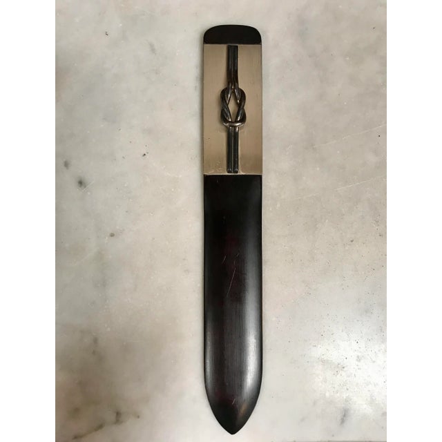 1980s Italian Silver and Black Wood Turner Letter Opener For Sale - Image 4 of 10