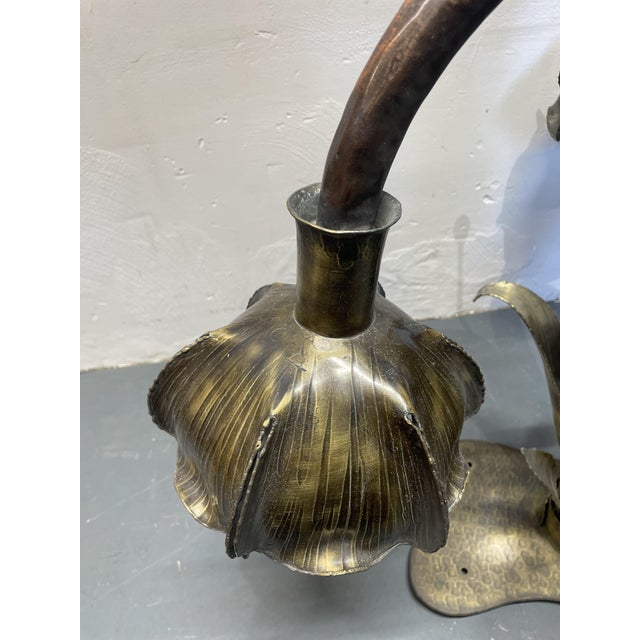Floral Lamp in Brass and Copper, 1960s For Sale - Image 5 of 12