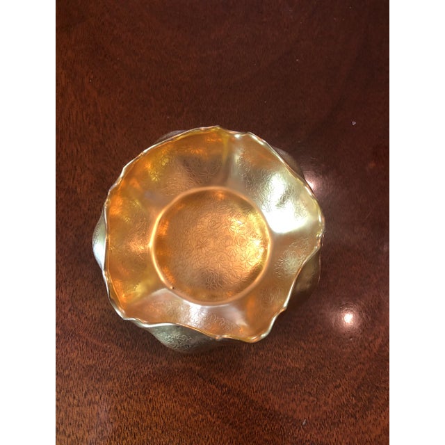 Vintage gold PICKARD gold overlay bowl. Unique scalloped edge