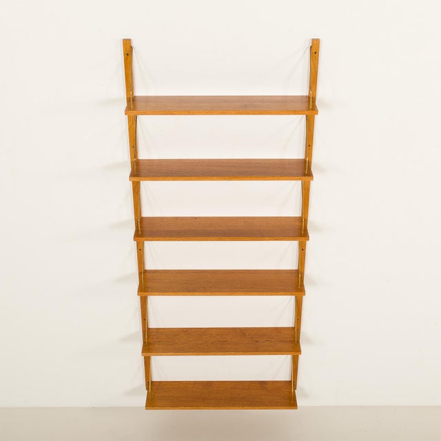 1960s Mid-Century Scandinavian Shelving Unit in Golden Oak, 1960s For Sale - Image 5 of 9