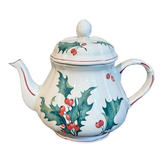 Vintage Villeroy & Boch Christmas Holiday Winter Holly Porcelain Teapot Tea Pot For Sale