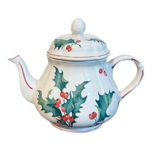 Vintage Villeroy & Boch Christmas Holiday Winter Holly Porcelain Teapot Tea Pot