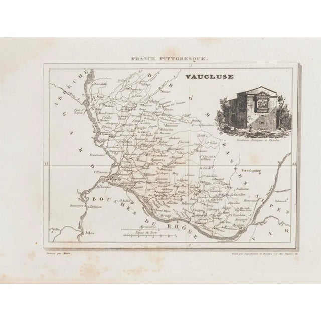 Map of Vaucluse is an original antique etching realized by an anonymous engraver of the XIX century. Printed in series of...