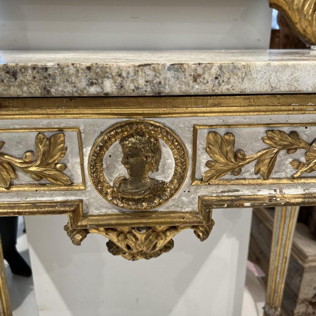 19th Century Italian Gilt Wood Console With Marble Top For Sale - Image 4 of 7