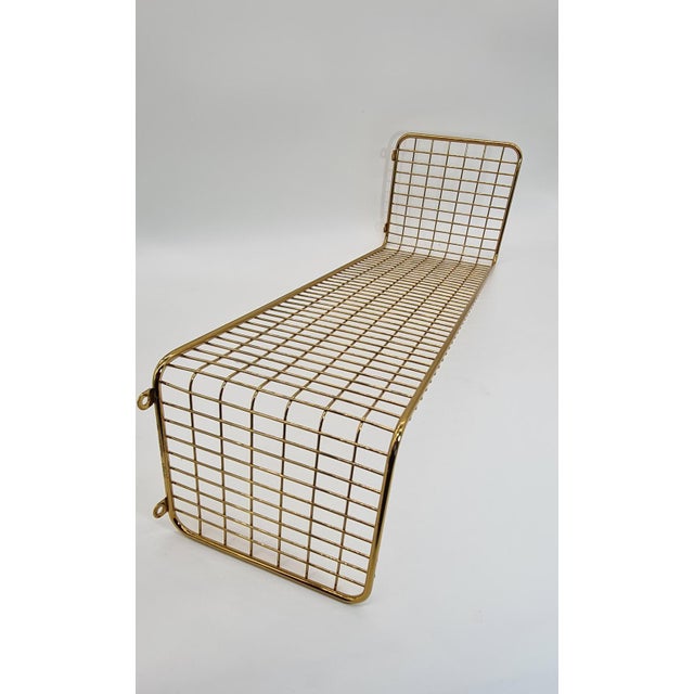 Gold Gold Wall Shelf with Metal Mesh, 1970s For Sale - Image 8 of 10