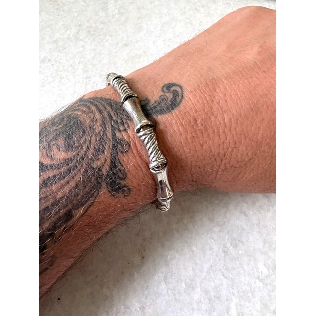 Lovely vintage sterling silver bamboo pattern bracelet.