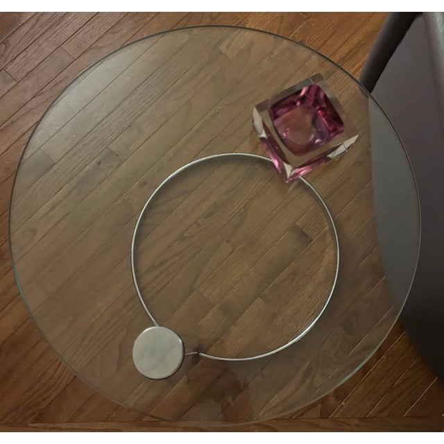 Modern Leon Rosen for Pace Cantilevered Drinks Side Table in Steel and Glass For Sale - Image 3 of 4