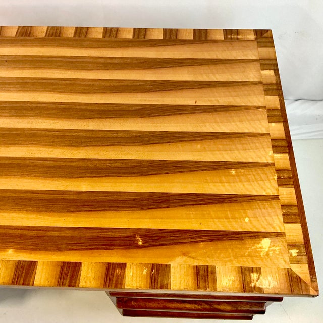 Mid-Century Modern Boho Chic Striped Cedar Top Executive Desk For Sale - Image 6 of 17