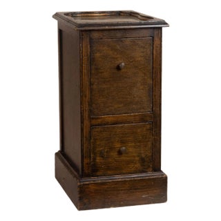 Early 20th Century Dark Solid Wood and Brass Top Cabinet For Sale