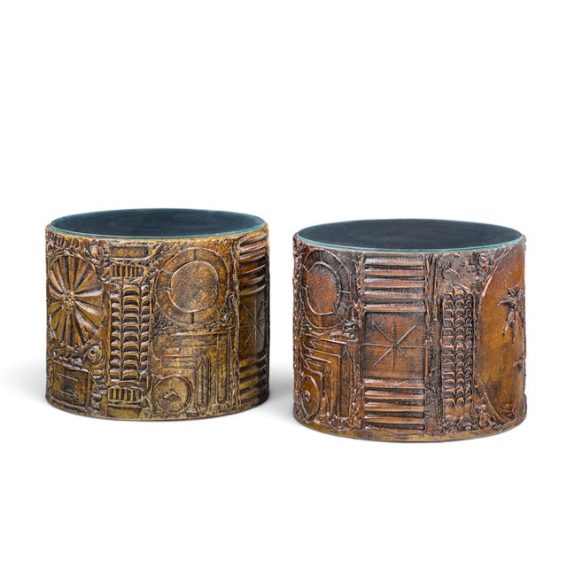 Mid-Century Modern Adrian Pearsall for Craft Associates Mid Century 24-Inch Brutalist Drum Side End Tables For Sale - Image 3 of 11