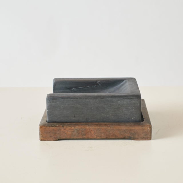 Chinese Ink Stone With Wooden Base For Sale - Image 3 of 5