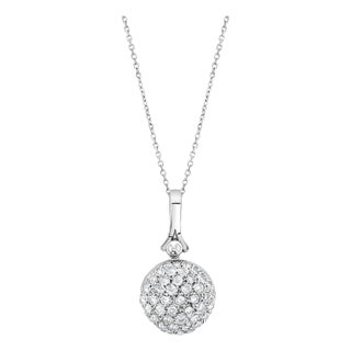One Carat Diamond Encrusted Pave Pendant 16" For Sale