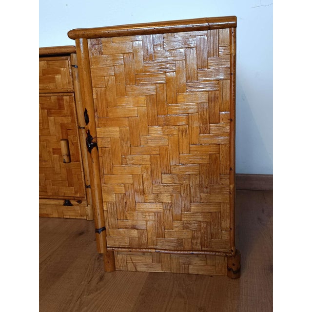 Wood Bamboo Bedside Tables, 1970s, Set of 2 For Sale - Image 7 of 14