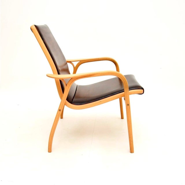 Vintage Swedish Leather Lamino Armchairs attributed to Yngve Ekström for Swedese, 1970s, Set of 2 For Sale - Image 6 of 11