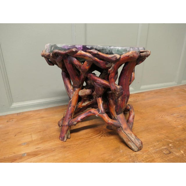 1900 - 1909 Agate Slab Set on Carved Root Stand, 1900 For Sale - Image 5 of 8