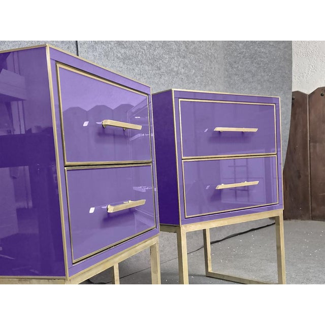 Bedside Tables in Violet Glass by Justfurnituress, Set of 2 For Sale - Image 4 of 9