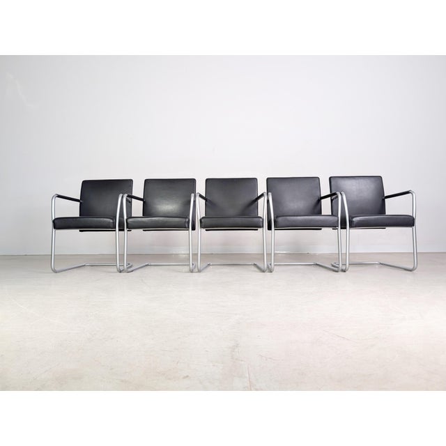 Postmodern Jason Lite 1500 Chairs in Black Leather from Walter Knoll, Set of 5 For Sale - Image 3 of 11