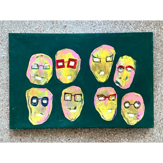 Abstract Vintage Boho Original Abstract Oil on Canvas For Sale - Image 3 of 11