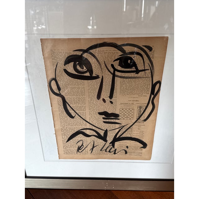 Abstract 1970s Peter Keil Early Abstract Painting on Newspaper For Sale - Image 3 of 6