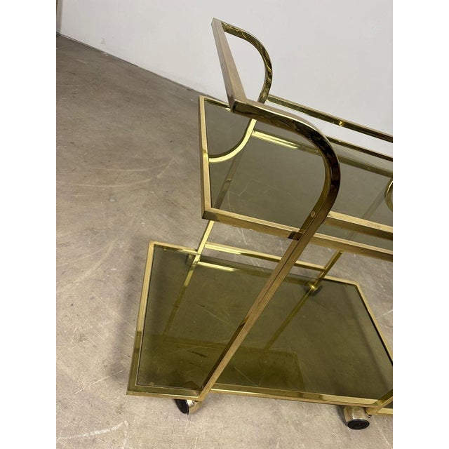 Metal Vintage Serving Trolley in Brass, 1970s For Sale - Image 7 of 10