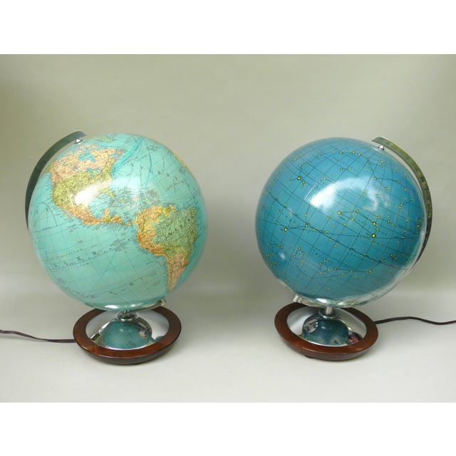 These two globes are the large version of the illuminated globes from this period. They are produced to a high quality, in...
