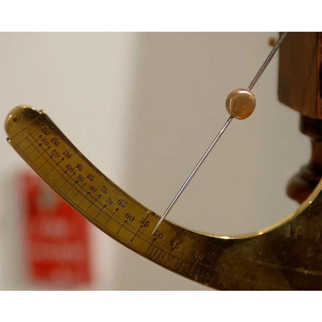 19th Century French Brass Fabric Scale on Wooden Base For Sale - Image 4 of 10