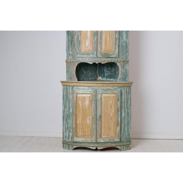 Antique Gustavian Pine Corner Cabinet, Sweden, 1820 For Sale - Image 5 of 11