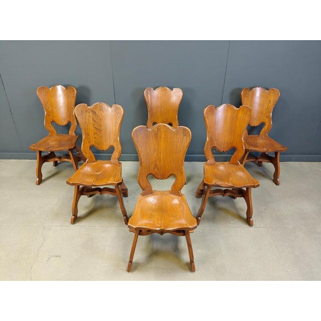 Dutch Rustic Oak Dining Chairs, 1960s, Set of 6 For Sale - Image 11 of 12