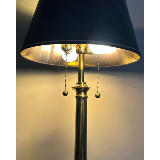 Pair of Vintage Neoclassical Black Brass and Marble Pedestal Table Lamps Attributed to Stiffel For Sale - Image 14 of 15