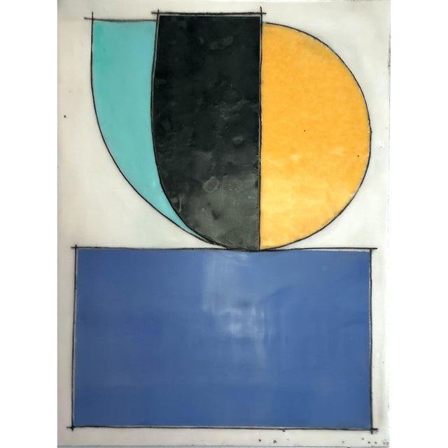 Nine 12x9 cradled wood panels make up this encaustic mixed media art piece. In the photo they are hanging spaced...