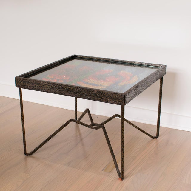 Mid-Century Wrought Iron and Glass Mosaic Side Coffee Table, France 1960s For Sale - Image 15 of 18