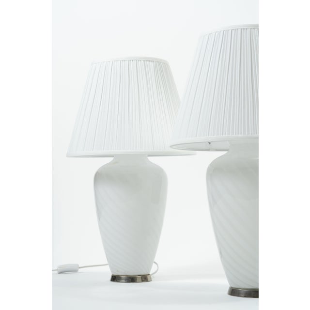 Mid-Century Modern Swirl Murano Glass Table Lamps, 1970s, Set of 2 For Sale - Image 3 of 6