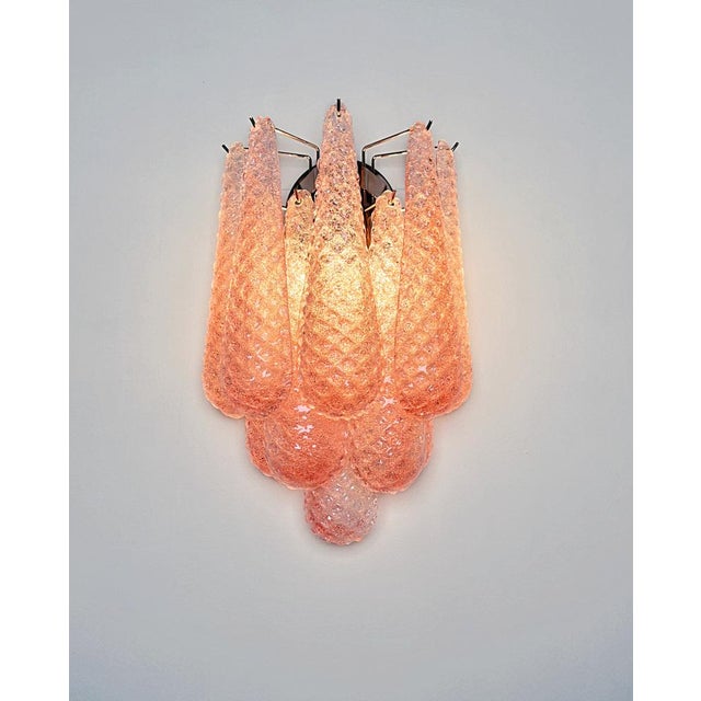 Vintage Pink Glass Petals Drop Wall Sconces, 1990s, Set of 2 For Sale - Image 10 of 16