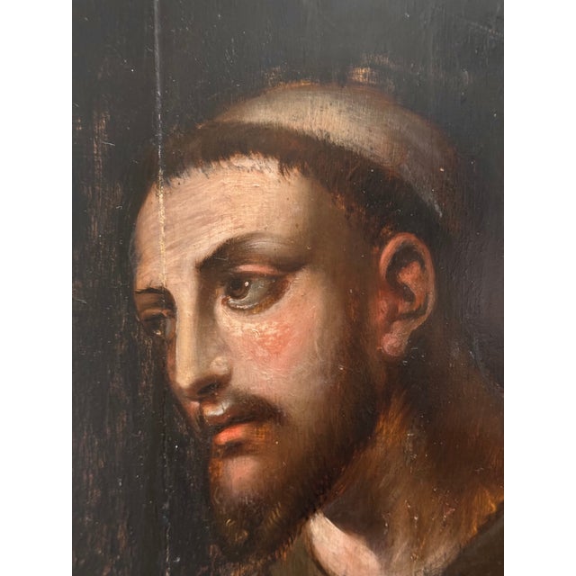 Saint Francis of Assisi, 1800s, Oil on Oak Panel For Sale - Image 4 of 8