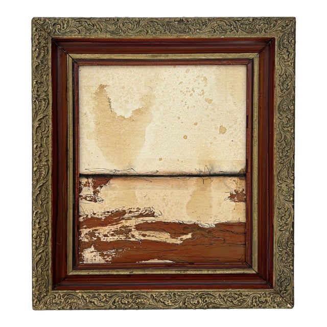 “Phoenix” Brown Abstract Art in Antique Frame, Southwest Wall Art by JTS For Sale