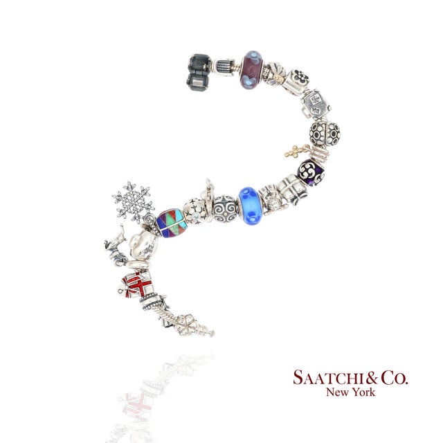 Pandora Charm Bracelet 925 Sterling Silver Womens 8in Vintage Authentic Lot For Sale - Image 4 of 10