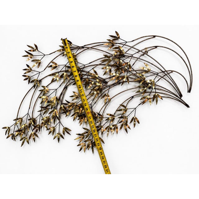Curtis Jere Signed Curtis Jere/Artisan House Brass Bamboo Leaves Wall Sculpture MCM For Sale - Image 4 of 5