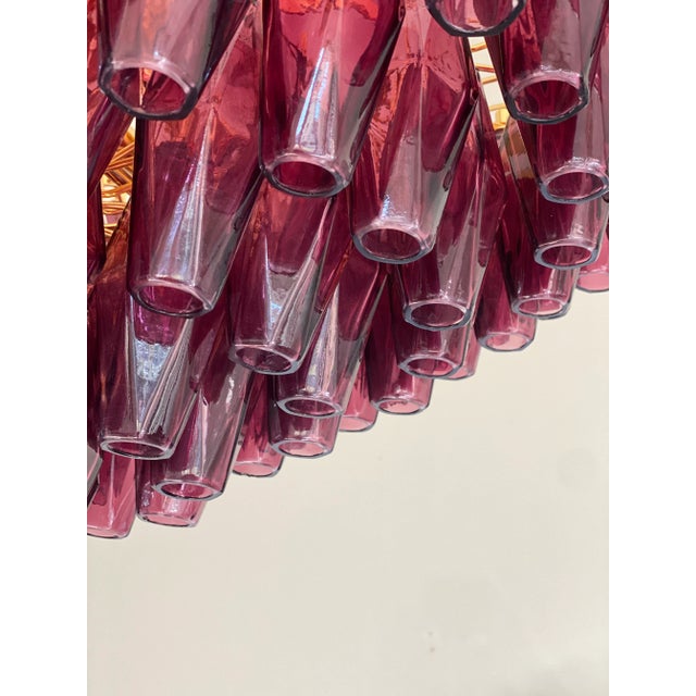 2020s Contemporary Violet Poliedri Murano Glass Chandelier in Venini Style For Sale - Image 5 of 9