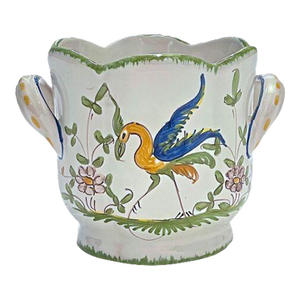 Vintage Hand-Painted Phoenix & Floral Cachepot