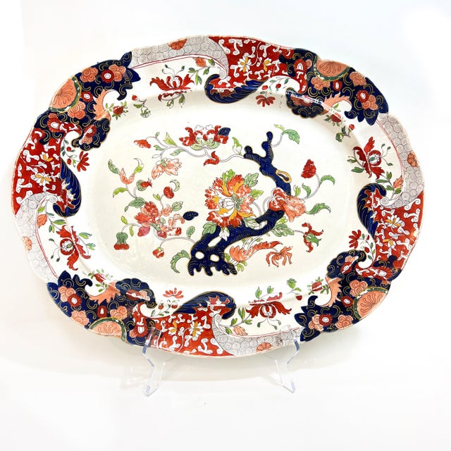 An exceptional and grandly scaled English Regency-period Mason's Patent Ironstone China meat platter, dating to circa...