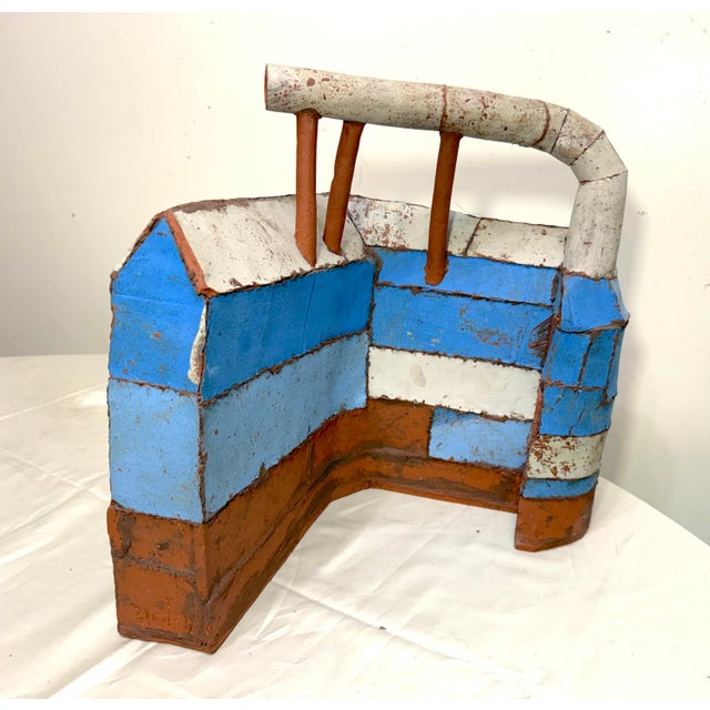 1980s Steve Welch American 20th/21st C. L-Shaped Building Terracotta Pottery Sculpture For Sale - Image 5 of 14