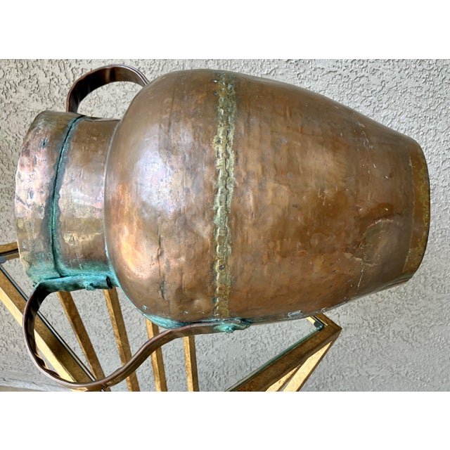 Late 19th-Century Belly Amphora-Shape Double-Handled Cramp Seam Copper Vessel For Sale - Image 16 of 18